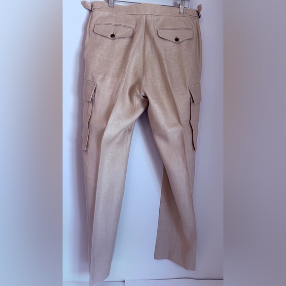 NWOT Banana Republic Men’s Slim Fit 💯 linen Light Brown Cargo Pants - Picture 4 of 5